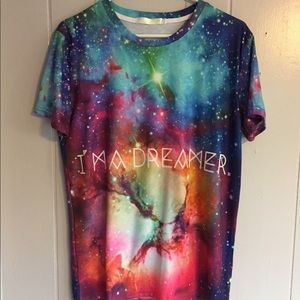 Galaxy Print “I’m A Dreamer” Script T-shirt XL